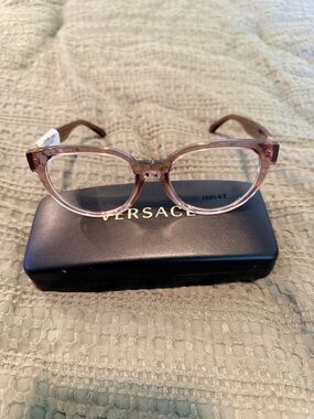 Versace Translucent Light Pink Cat-Eye Glasses